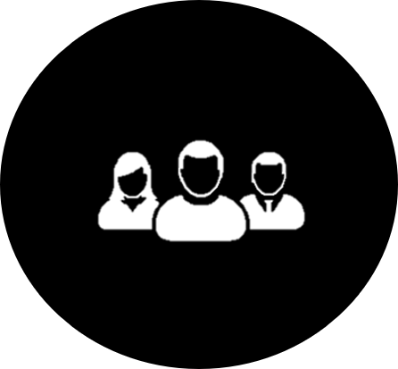 payroll logo with 3 employees in a one by one by one formation. the photos is the silhouette of all of them.